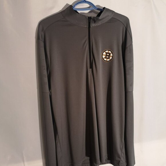 NHL Boston Bruins Men's Size XL Dark Grey Long Sleeves 1/4 Zip Pullover - Picture 1 of 6